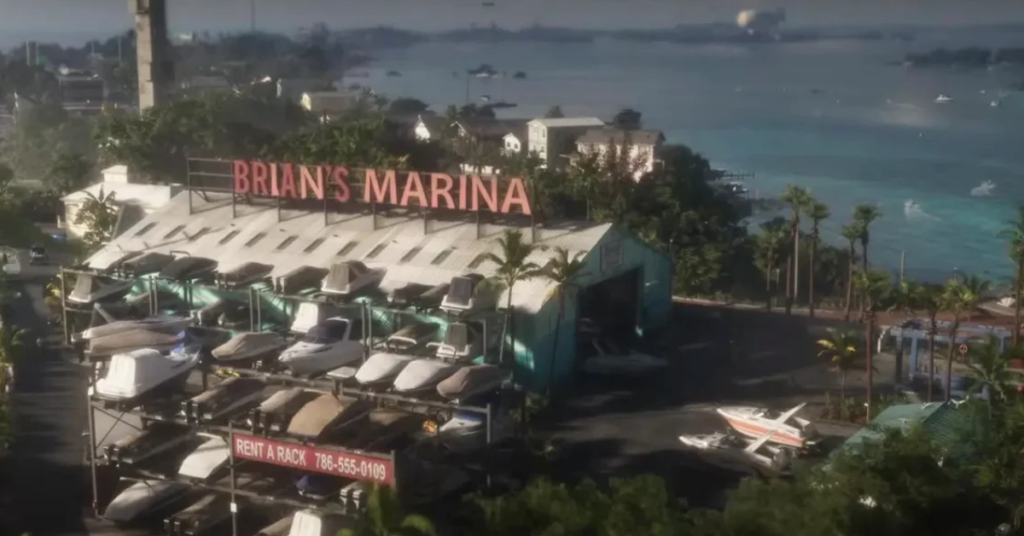 Brian’s Marina in GTA 6, where Jason lives rent-free on Brian’s property