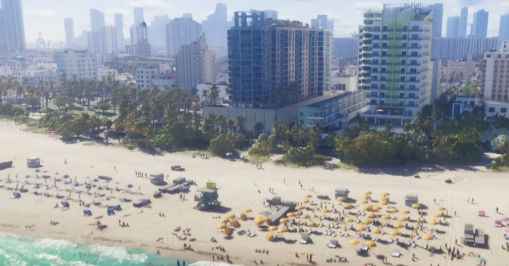 Aerial view of Vice City showing the scale of GTA 6’s budget
